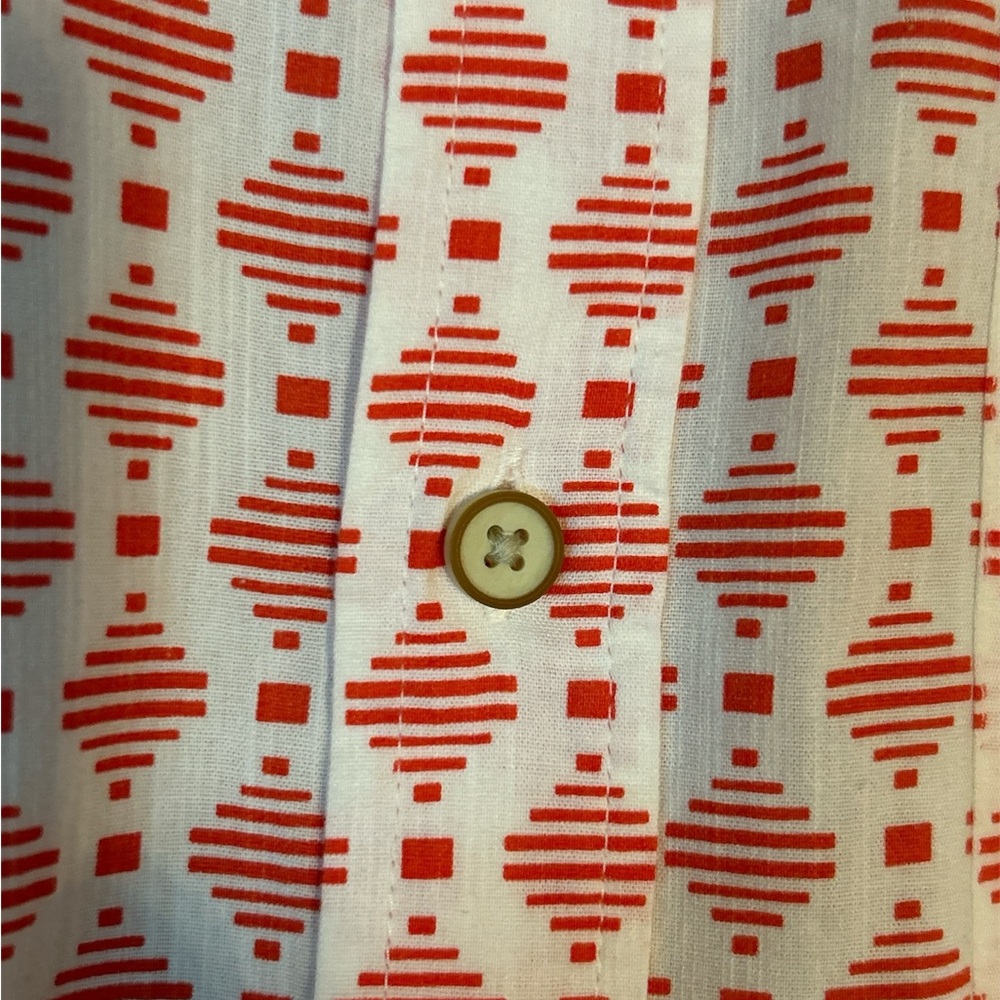 New Mens 100% Cotton Orange and White Pattern Short Sleeve ( Dip) - Picture 3 of 8
